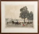 Quais à Paris by Julien Marcel-Clement, Eau-forte et aquatinte Signée en bas à droite H_, sold Jul 2025