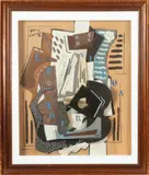 Composition aux instruments de musique by Arnold Guerlinck, Collage et technique mixte Signée en haut à gauche H_66cm L_54 cm (à vue) Copie du certifi, sold Jul 2025