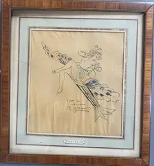 Elégante by René Prejelan, Encre et crayon de couleur sur papier calque, sold Apr 2026