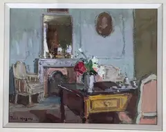 Vue d'intérieur de bureau by Paul Jean Hugues, Gouache et aquarelle sur papier signée en bas à gauche, sold Apr 2026