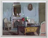 Vue d'intérieur de bureau by Paul Jean Hugues, Gouache et aquarelle sur papier signée en bas à gauche, sold Apr 2026