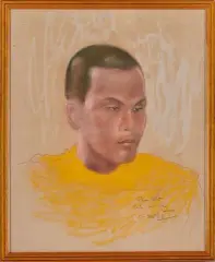 Portrait de jeune bonze (Phom Wat) by Tran Van Ha, Pastel et crayon sur papier, sold Feb 2026