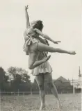 Jeunes gymnastes, le porté, c. 1930 by Henri Manuel, Tirage argentique d’époque, rehaut de gouache sur l’image, sold Sep 2026