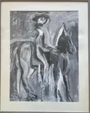 Sans titre, cavalier by Jerry Krellenstein, Gouache sur papier Signée, sold Oct 2025