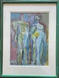Sans titre, deux personnages by Jerry Krellenstein, Gouache sur papier Signée, sold Oct 2025