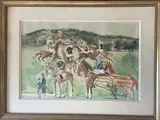Marthe à la Tour ou Match de polo by Pierre Gaillardot, 1971, Aquarelle Signée en bas à droite, sold Oct 2025