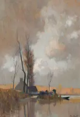Étude, Fin d'automne by Alexandre Jacob, oil on board, sold Apr 2026