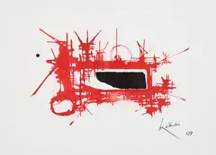 Segre by Georges Mathieu, 1969, ink and collage on paper, sold Apr 2026
