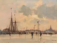 Evening after Rain, Ostend by Edward Seago, 1959, oil on board, sold Apr 2026