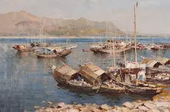 Waterfront, Tai Po, Hong Kong by Edward Seago, oil on board, sold Apr 2026