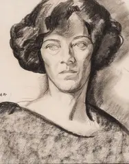 A Portrait Study by Edwin Holgate, 1935, charcoal on paper, sold Apr 2026