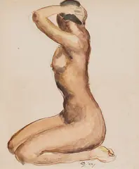 Nude Study by Edwin Holgate, 1944, watercolour on paper, sold Apr 2026