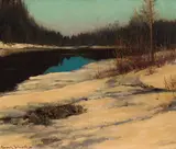 Water of Spring by Frank Hans Johnston, oil on board, sold Apr 2026