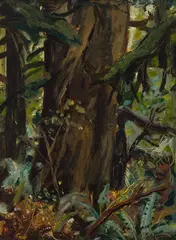 Big Spruce, Forest, B.C. by Arthur Lismer, 1959, oil on board, sold Apr 2026