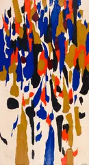 Abstract Composition by Lise Gervais, 1967, oil on canvas, sold Mar 2026