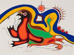 Three Birds by Jackson Beardy, 1975, ink and gouache on paper, sold Mar 2026