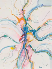 Blue Jay Saga by Alex Janvier, watercolour on paper, sold Mar 2026