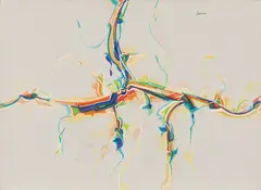 Timber Stand Forever by Alex Janvier, 1988, acrylic on canvas, sold Mar 2026