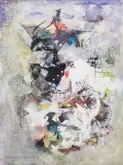 Naufrage au crépuscule by Léon Bellefleur, 1976, gouache on paper, sold Mar 2026