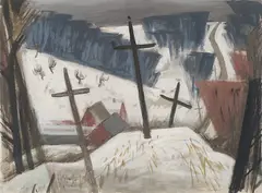 Valley in Winter by Jack Bush, gouache on paperboard, sold Mar 2026