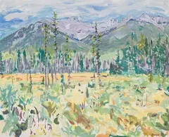 Minnewanka Meadow by Ken Christopher, 1977, acrylic on board, sold Mar 2026