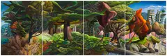 Stanley Park Statues by Drew Burnham, 2004, oil on canvas quadriptych, sold Mar 2026