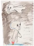 Hybrid Pilots by John Scott, 2018, mixed media on paper, sold Mar 2026