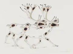 Caribou by Eddy Cobiness, 1992, watercolour on paper, sold Feb 2026