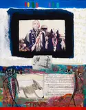 My Horse, My Dog and My Brother by Jane Ash Poitras, 1996, mixed media on canvas, sold Feb 2026