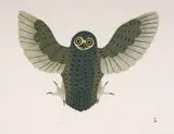 Tundra Hawk by Kananginak Pootoogook, stonecut and stencil on paper, sold Feb 2026