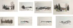 Eight Drawings by Frederick Simpson Coburn, graphite and crayon on paper, sold Feb 2026
