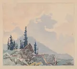 Mount Schaeffer by Walter J. Phillips, colour woodcut on paper, sold Feb 2026