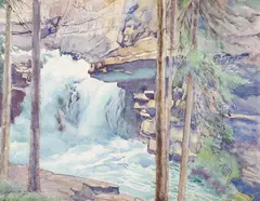 Untitled (Waterfall) by Walter J. Phillips, 1959, watercolour on paper, sold Feb 2026