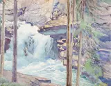 Untitled (Waterfall) by Walter J. Phillips, 1959, watercolour on paper, sold Feb 2026
