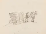 Horse & Sleigh by Albert H. Robinson, graphite on paper, sold Feb 2026