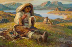 Woman Sewing, Baffin Island by Adam Sherriff Scott, oil on canvas, sold Feb 2026