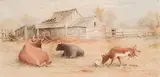 Cows at the Farm by Frederick Arthur Verner, 1895, watercolour on paper, sold Feb 2026