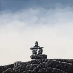 Inukshuk by Ken Kirkby, oil on canvas, sold Feb 2026