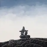 Inukshuk by Ken Kirkby, oil on canvas, sold Feb 2026