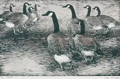 Canadas by Sam Black, colour woodcut on paper, sold Feb 2026