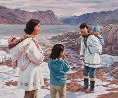 In Pangnirtung After a Storm by Anna T Noeh, 1986, acrylic on board, sold Jan 2026