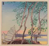 The Bat Wing Sail by Walter J. Phillips, colour woodcut on paper, sold Jan 2026