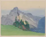 The Mountain by Walter J. Phillips, colour woodcut on paper, sold Jan 2026
