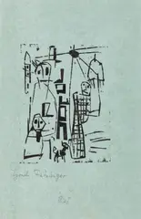 Spaziergang by Lyonel Feininger, 1918, Holzschnitt auf blauem Seidenpapier, sold Aug 2026