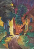 Liebespaar (Weg zwischen Bäumen und Häusern) by Christian Arnold, 1922, Aquarell und Gouache auf festem Papier, sold Aug 2026