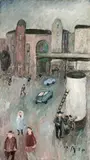 Am Bahnhof Schlesisches Tor by Kurt Mühlenhaupt, 1980, Öl auf Hartfaser, sold May 2011