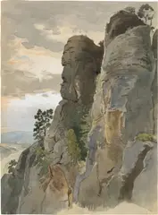 Elbsandsteingebirge by Viktor Paul Mohn, Aquarell über Bleistift auf Papier, sold Jun 2025