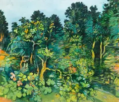 Große Landschaft I (Mittelmeerbild) by Dietmar Lemcke, 1979, Öl auf Leinwand, mit Künstlerleiste, sold Sep 2024