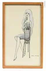 Brigitte Bardot assise sur une chaise by Jean Keime, Encre et gouache, sold Sep 2026