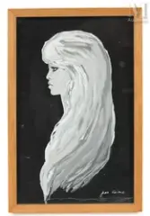 Brigitte de profil by Jean Keime, Gouache sur fond noir, sold Sep 2026